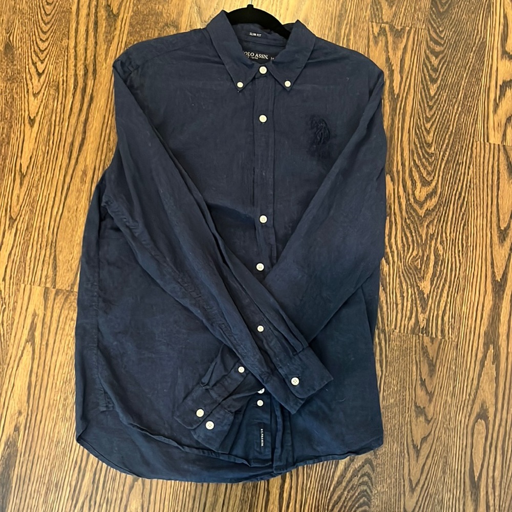 Dark Blue Polo dress shirt.